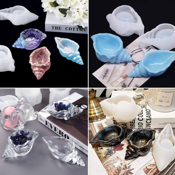 (2) Creative Unique Conch Shell Silicone Molds Bundle +MICA & MORE Shells Sand - Picture 13 of 16